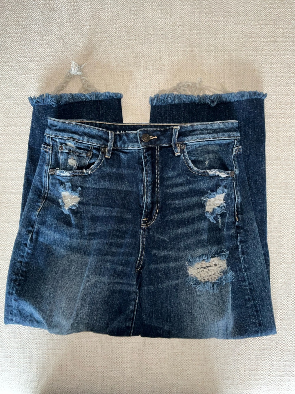 American Eagle Distressed Wide Leg Cropped Jeans